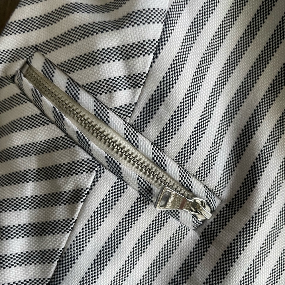 Express Striped Blazer Womens 2 Gray White Nautical Coastal Preppy Jacket - Picture 4 of 6